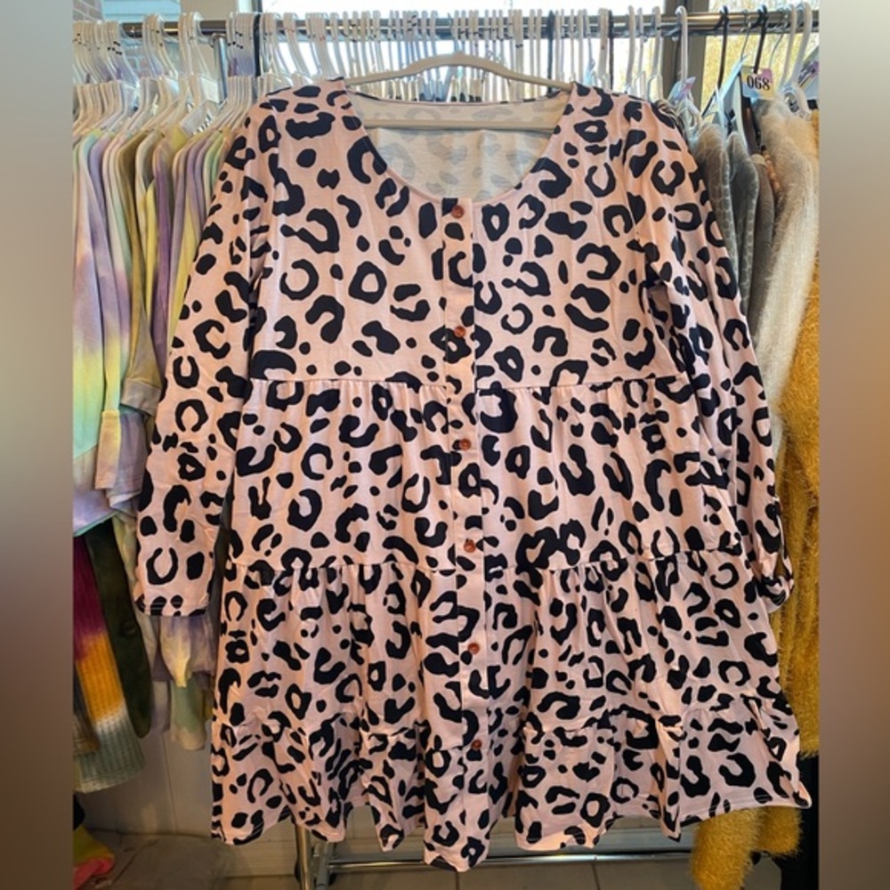 Pink Leopard Print Dress